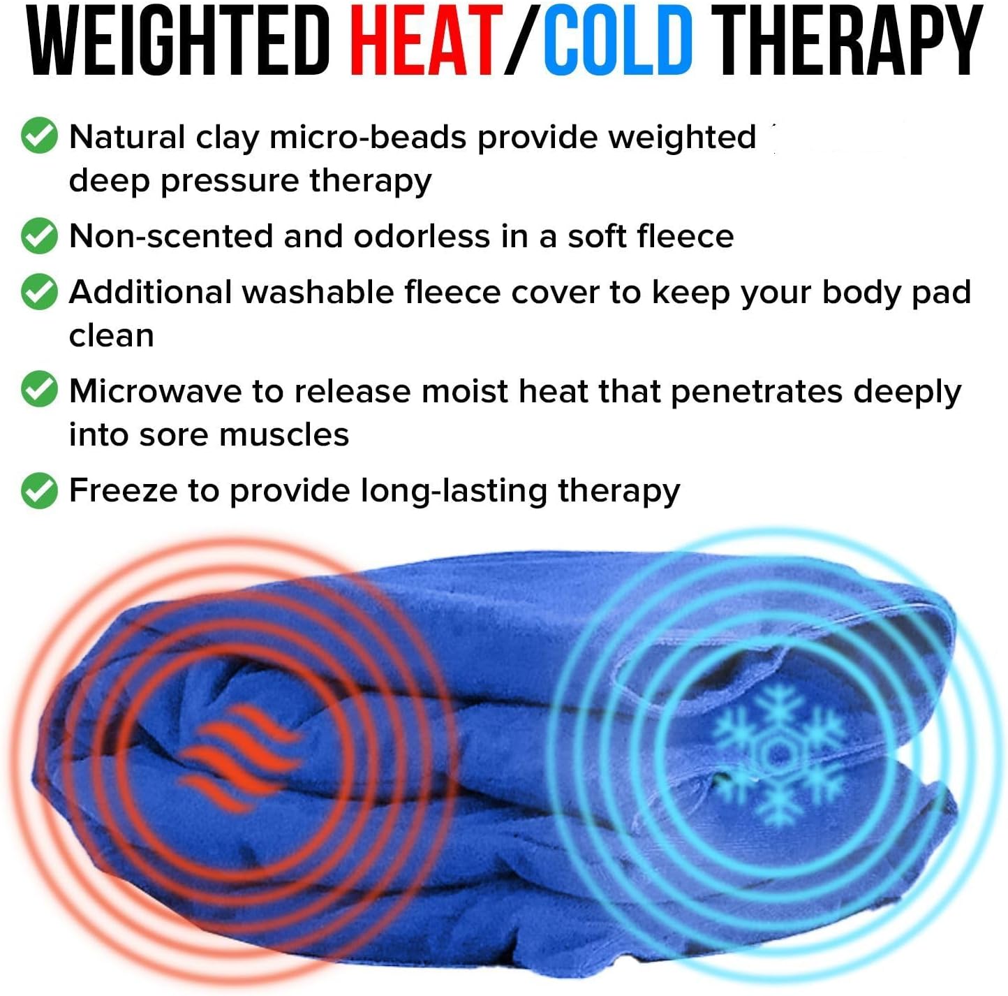 Weighted Heating Pad Microwavable Natural Moist Heat Therapy Pad with Washable Cover for Pain Relief in Back, Neck, Shoulders, Legs, Cramps, Set of 2 Pieces, 11x13” Each