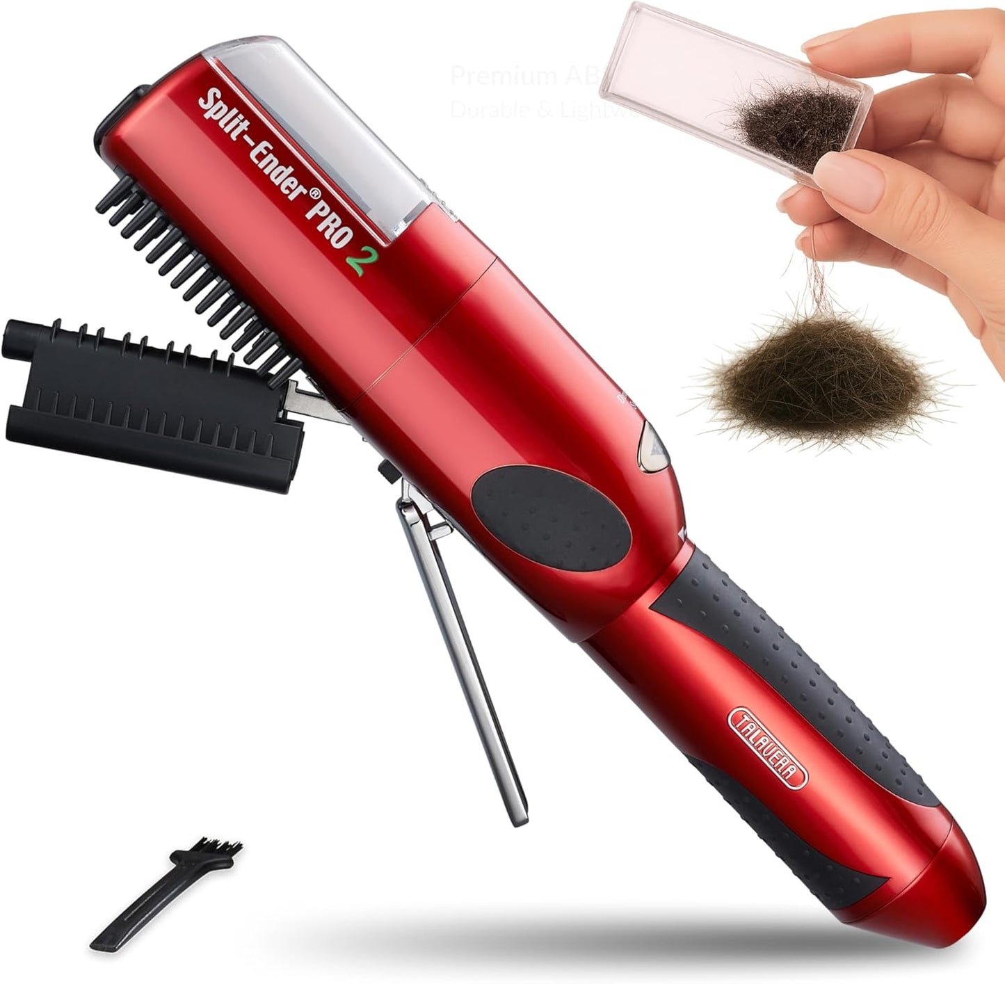 Split-Ender Pro 2 - Original Professional Beauty Tool - Cordless Split End Hair Trimmer for Damaged, Dry, Brittle, Frizzy, Curly or Straight Hair (Red)