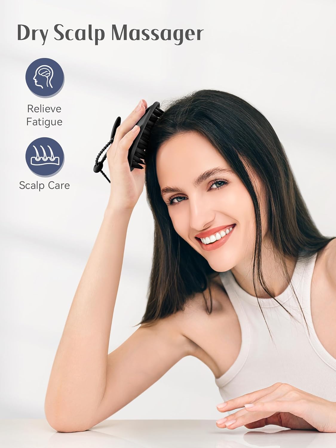 HEETA Scalp Massager Shampoo Brush with Silicone Bristles for Dandruff Removal Scalp Care & Hair Growth, Scalp Scrubber for All Hair Types, Head Massager Stress Relax, Upgraded Large Design,Black