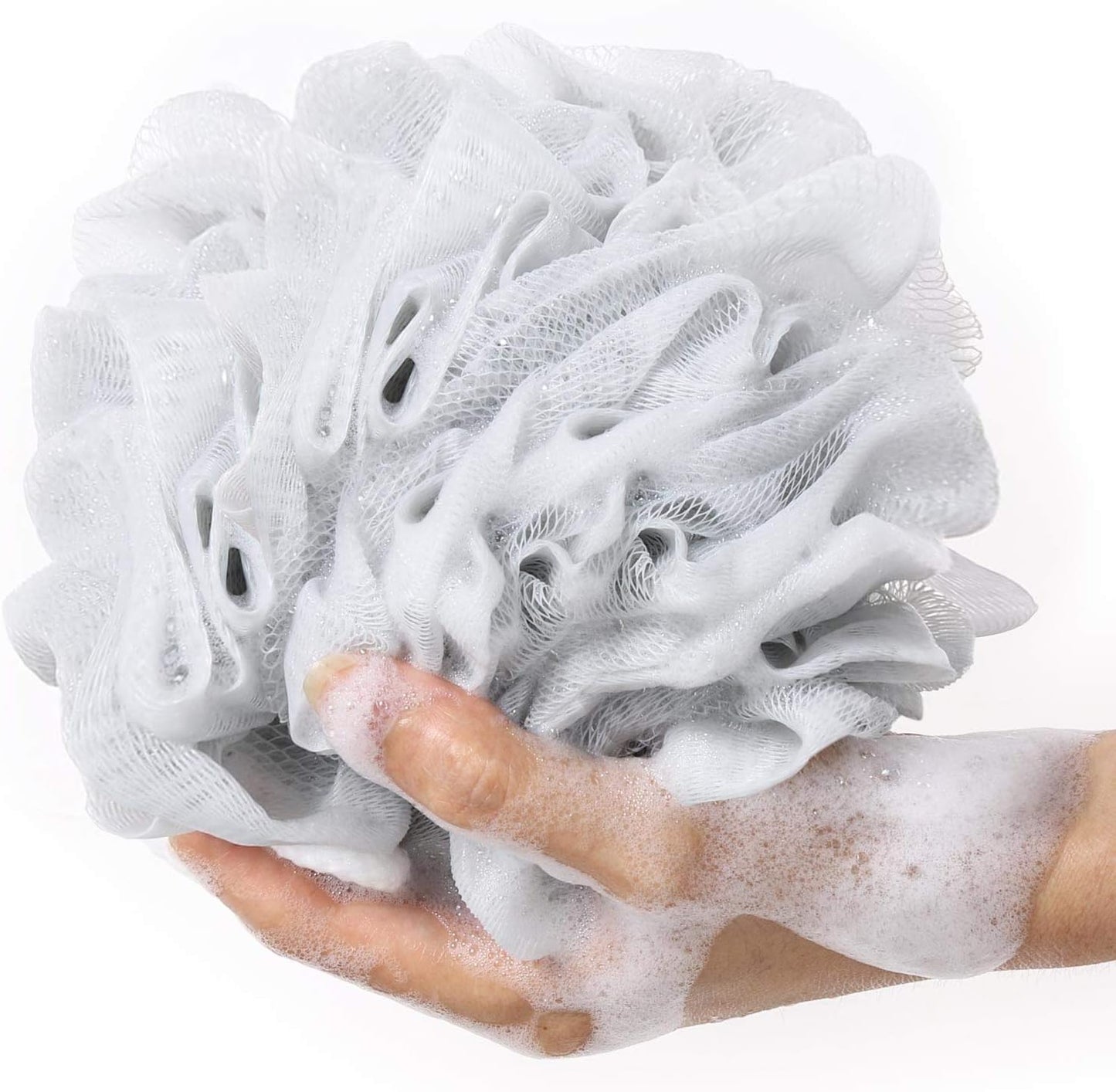 BTYMS 4 Pieces Loofah Sponges for Shower, 75 Gram Large Shower Puffs Bath Scrunchies Exfoliating Bath Sponges for Body