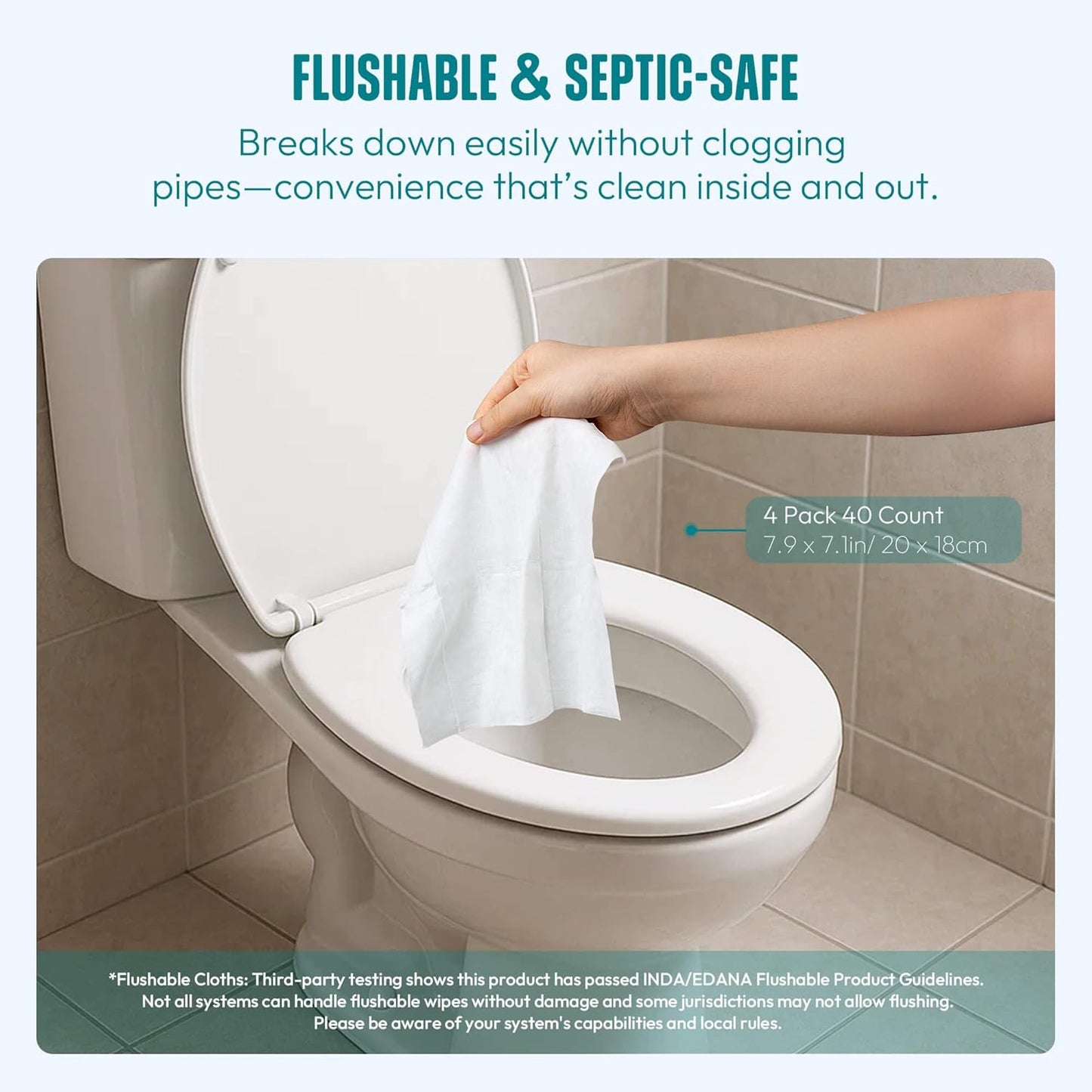 Large Feminine Wipes for Women, pH Balanced Soft Gentle Soothing Unscented Flushable Personal Hygiene Wipes for Intimate Period Care Portable to Go Sensitive Sanitary Wipes Travel (10ct, Pack of 4)