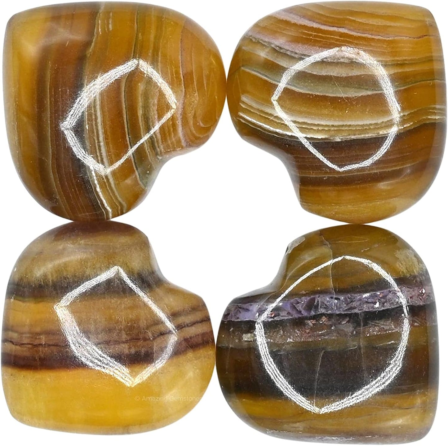 Amazing Gemstone Fluorite Crystal Heart Palm Stone - Pocket Massage Worry Stone for Natural Body Chakra Balancing, Reiki Healing and Crystal Grid