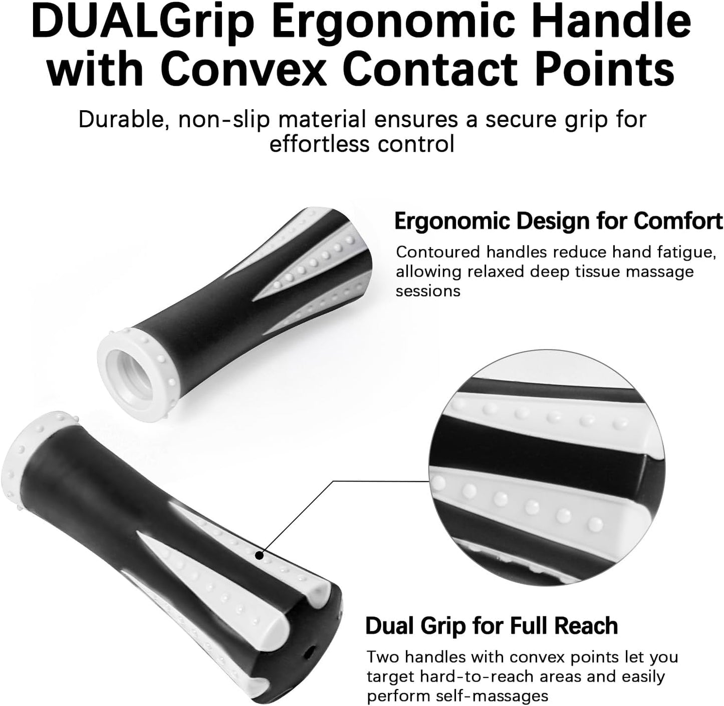 Muscle Roller Stick for Athletes - Deep Tissue Fascia Blaster & Roller Massager for Myofascial Pain Relief - Handheld Physical Therapy & Recovery Tool(White black-18 inch)