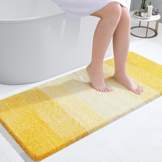 OLANLY Bathroom Runner Rugs 44x24, Extra Soft Absorbent Microfiber Bath Rugs, Rubber Backing, Quick Dry, Machine Washable Bath Mats for Bathroom Floor, Tub and Shower, Home Decor Accessories, Yellow