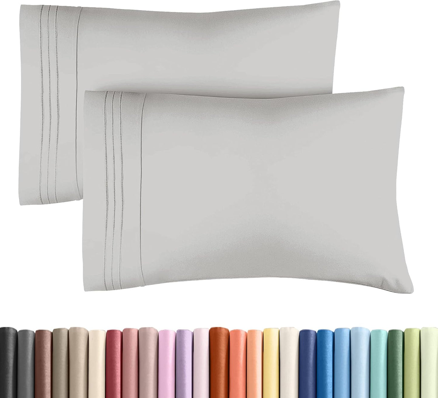 Queen Pillow Cases Set of 2 - Ultra Soft Hotel Quality Pillowcase Covers - Comfy, Cozy & Wrinkle Free - Shrinkage and Fade Resistant - Machine Washable Pillow Protectors - 2 Piece Set - French Grey