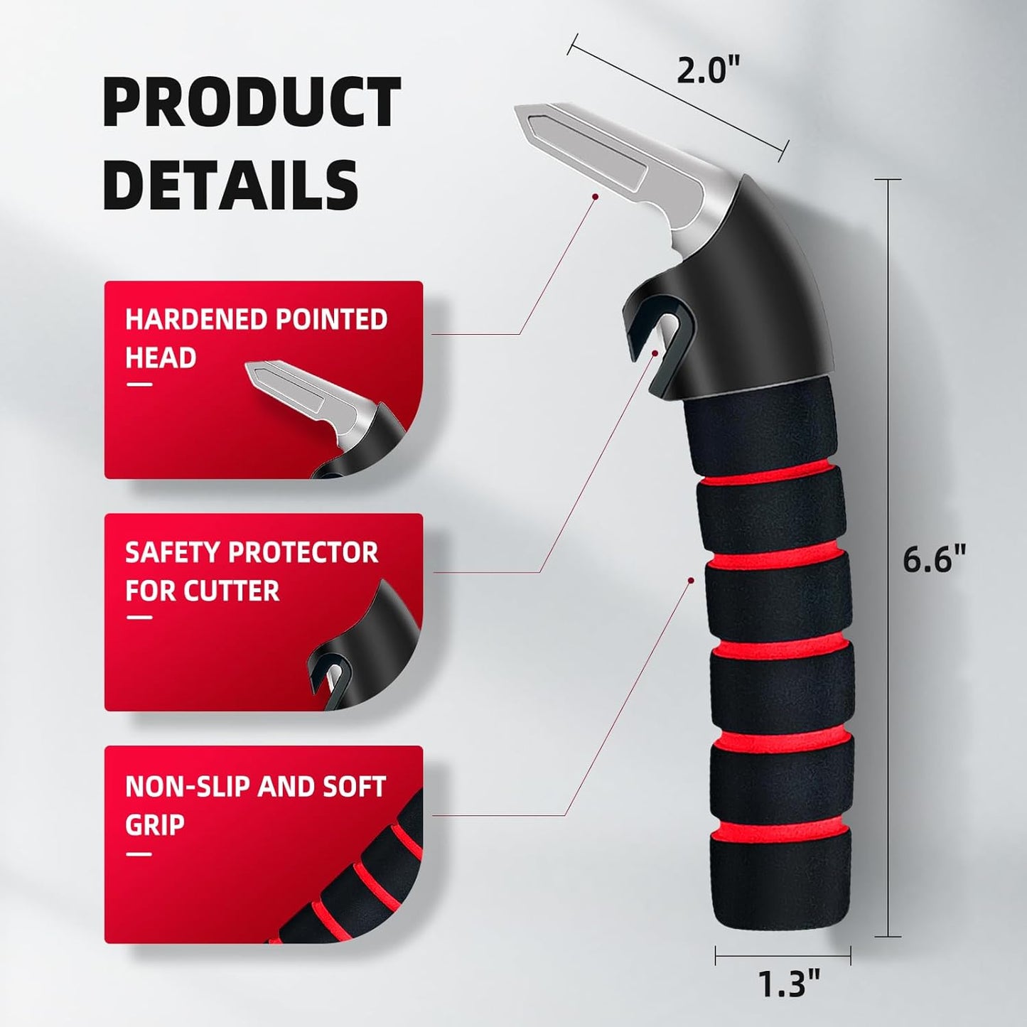 Car Door Handle for Elderly, Mobility Car Assist Transfer Support Handle and Adjustable Straps, Multifunction Automotive Grab Handles, Aids for Disabled and Elderly（Red）