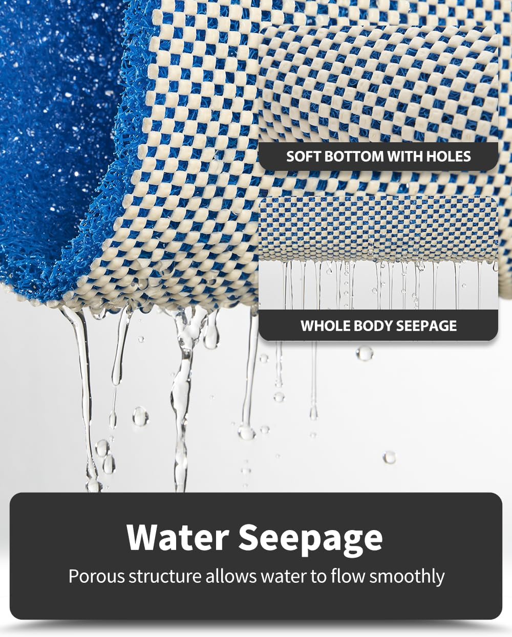 Non-Slip Bathtub Mat, 17x 30 Inch, Shower Mats for Bath Tub, PVC Loofah Bathroom Mats for Wet Areas, Quick Drying