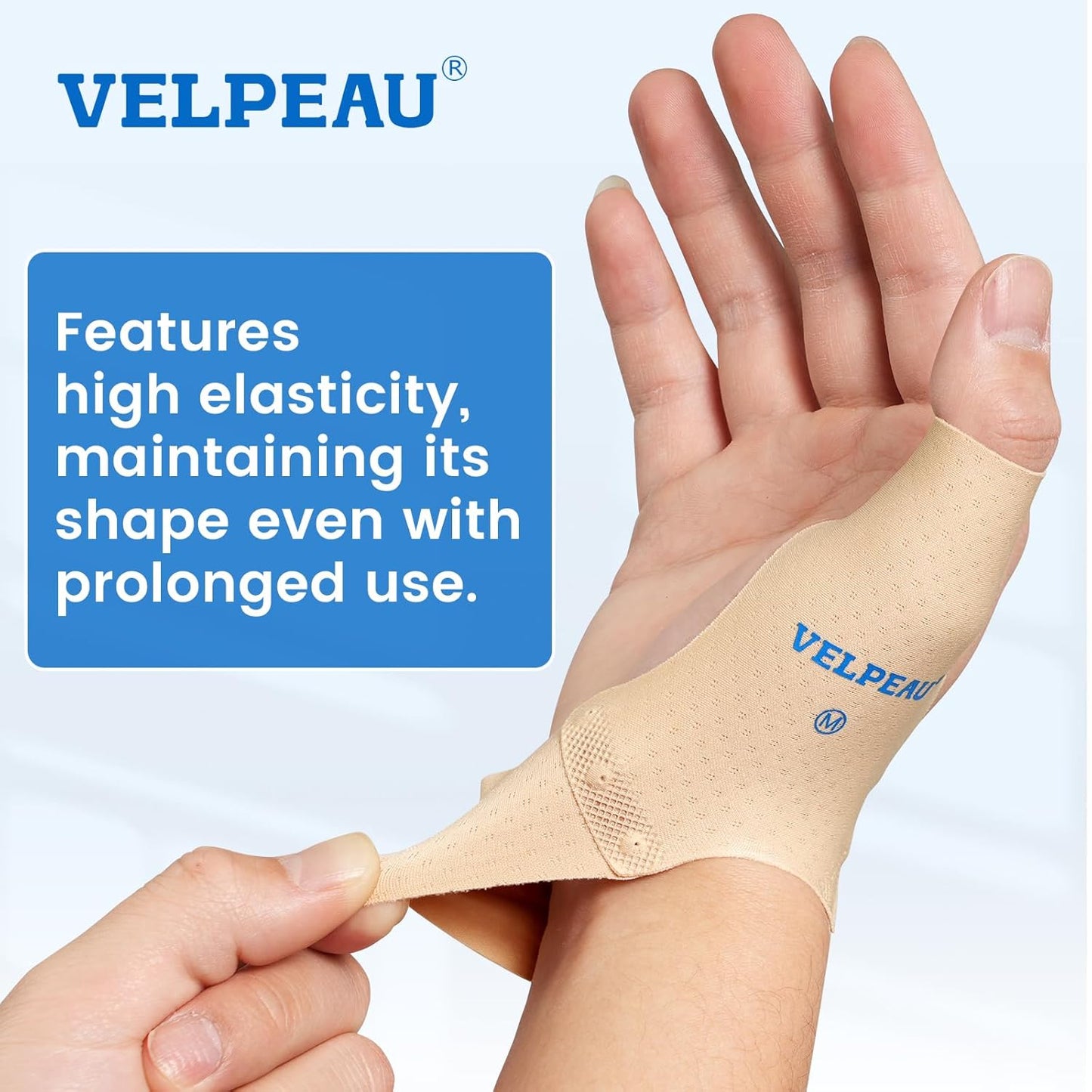 Velpeau Thumb Compression Sleeve for Tendonitis (Pack of 2), Seamless Technology, Gloves Wraps for Arthritis Pain Relief for Women & Men, Splint Liner, Fits Both Hands (Khaki, Short Version, M)