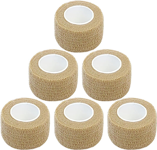 Hysiwen 6 Pack 1" x 5 Yards Self Adhesive Bandage Breathable Cohesive Wrap Self Adherent Vet Tape Self Stick Bandage Wrap for Sports, Athletic, Wrist, Ankle(Skin Color)