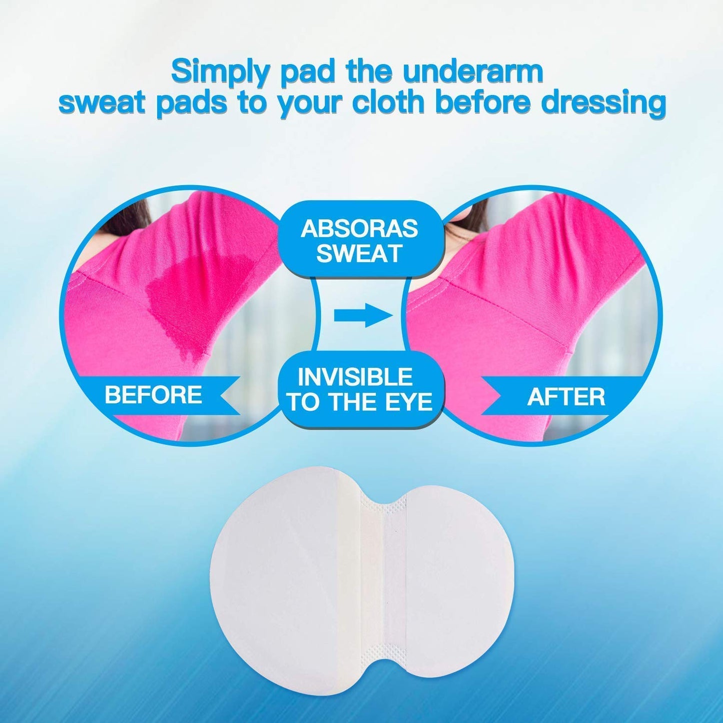 Large Underarm Sweat Pads for Women and Men Fight Hyperhidrosis [50 PCS], CANAGROW Disposable Armpit Sweat Pads Comfortable Unflavored, Non Visible, Extra Adhesive, Sweat Free Armpit Protection