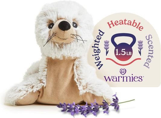 Warmies Microwavable & Weighted Stuffed Animals, Seal - Heated Stuffed Animal Plushie for Warmth & Comfort - Cute Soft Plush Toys for Adults & Children (Boys, Girls, Babies & Toddlers)