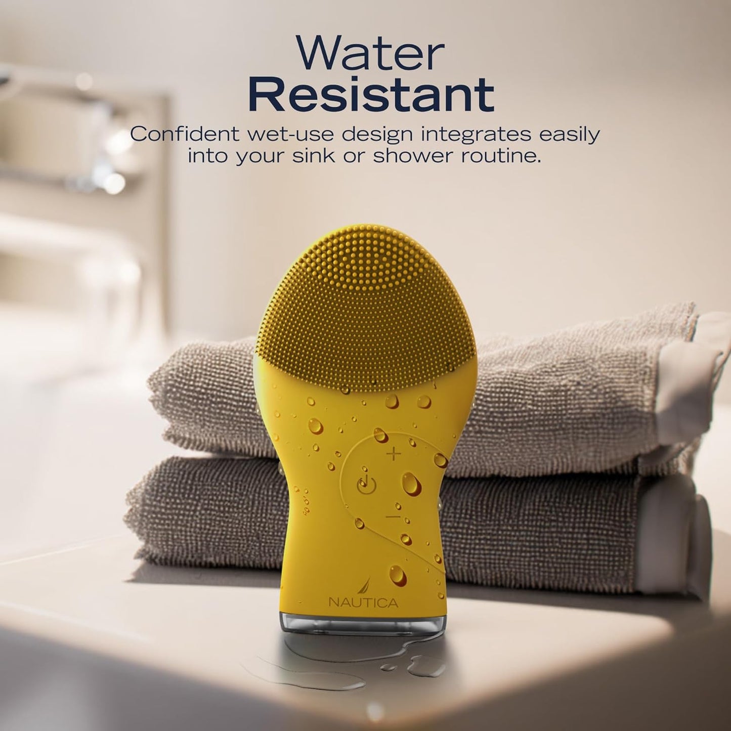 Nautica PC120 Facial Cleansing Brush Made with Ultra-Hygienic Soft Silicone, Waterproof, Rechargeable Vibrating Face Exfoliator Scrub Brush with Sonic Technology for Men & Women - Summer Sun