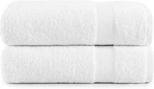 LANE LINEN 100% Cotton 2 Pack Bath Sheets (35"x66") - Ring Spun Cotton - Extra Large Bath Towels Set - Quick Drying, Soft & Absorbent Oversized Bathroom Towel Sets - Hotel Quality - White Towels