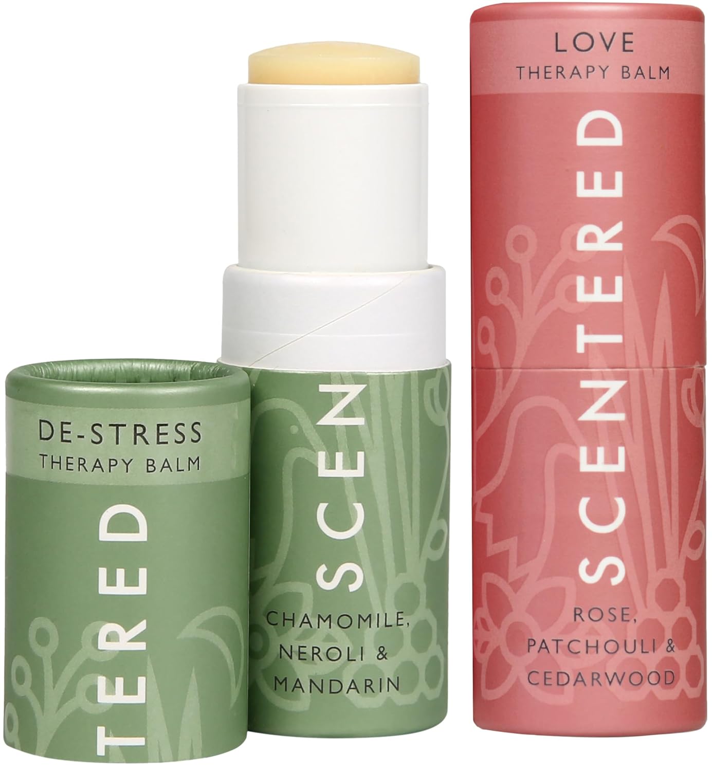 Scentered Aromatherapy Balm Stick Duo for Stress-Relief & Emotional Balance - Roll On Essential Oil Blends of Rose & Chamomile - Aromatherapy Gifts for Women - De-Stress & Love