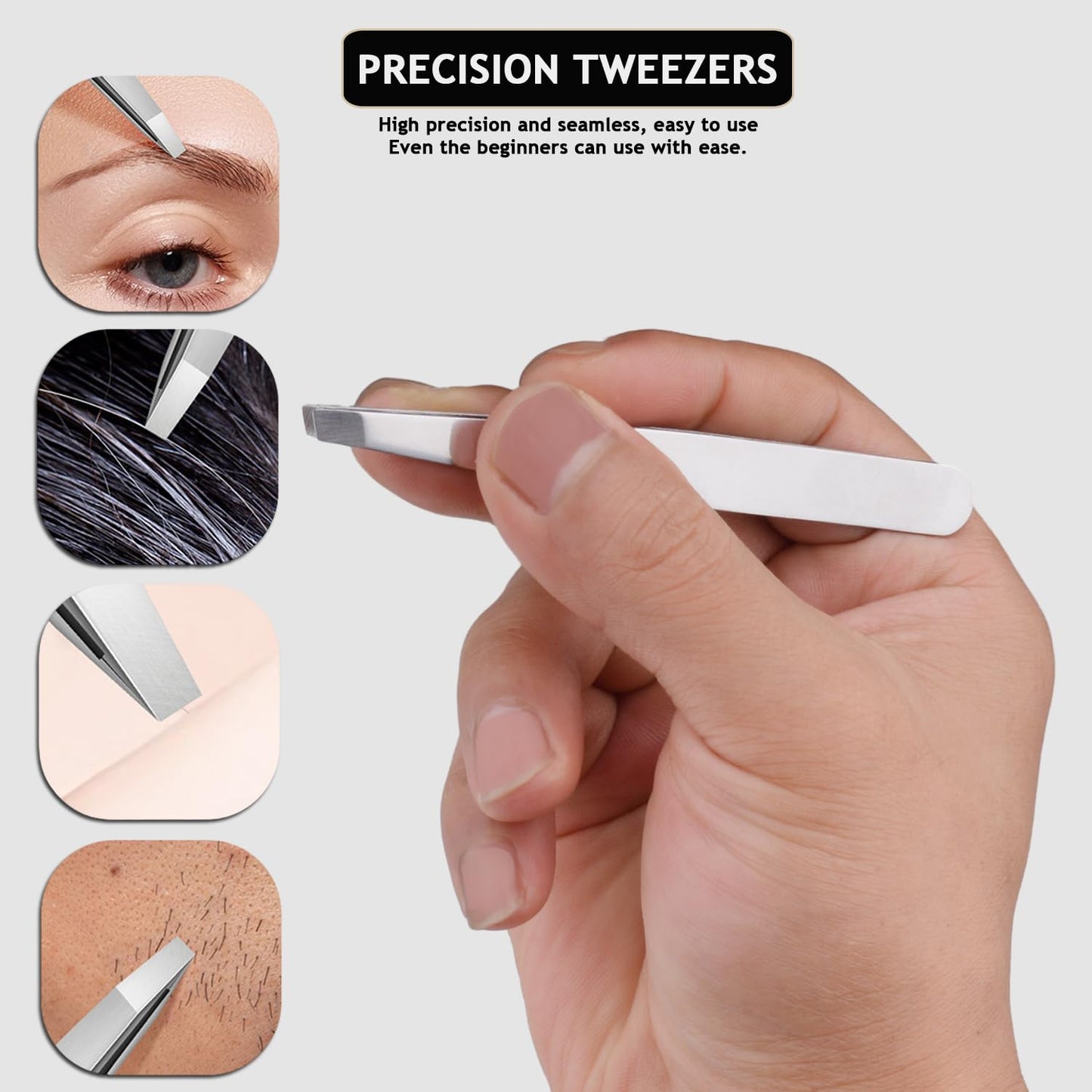 Travel Manicure Set Professional Nail Clipper Kit-5 Pieces Stainless Steel Manicure Kit, Women Men Grooming kit With Nail Care Tools Beauty Scissors Tweezers (Silver Blue)