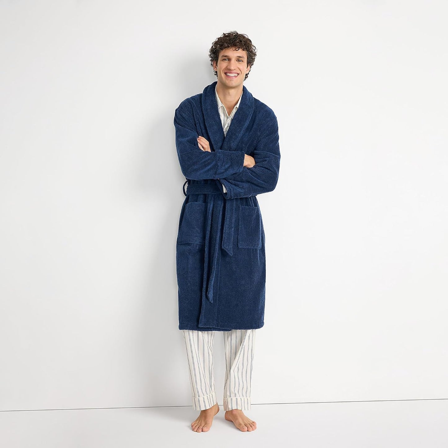 Lands' End Men's Calf Length Turkish Cotton Terry Bathrobe