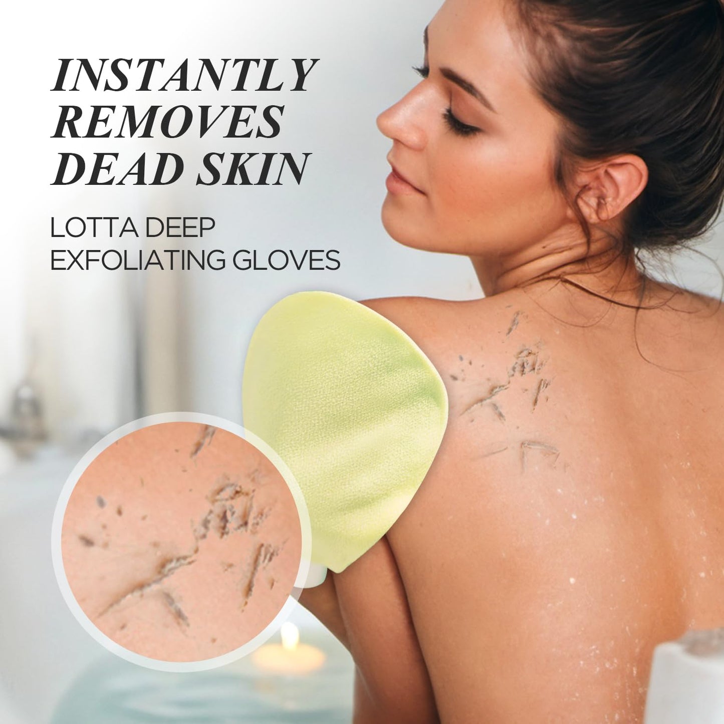 LOTTA Deep Exfoliating Mitt 2pcs - Body Scrub Korean Gloves for Dead Skin Removal & Keratosis Pilaris Treatment - Improve Skin Tone, Body Exfoliator for Shower & Skincare Routine
