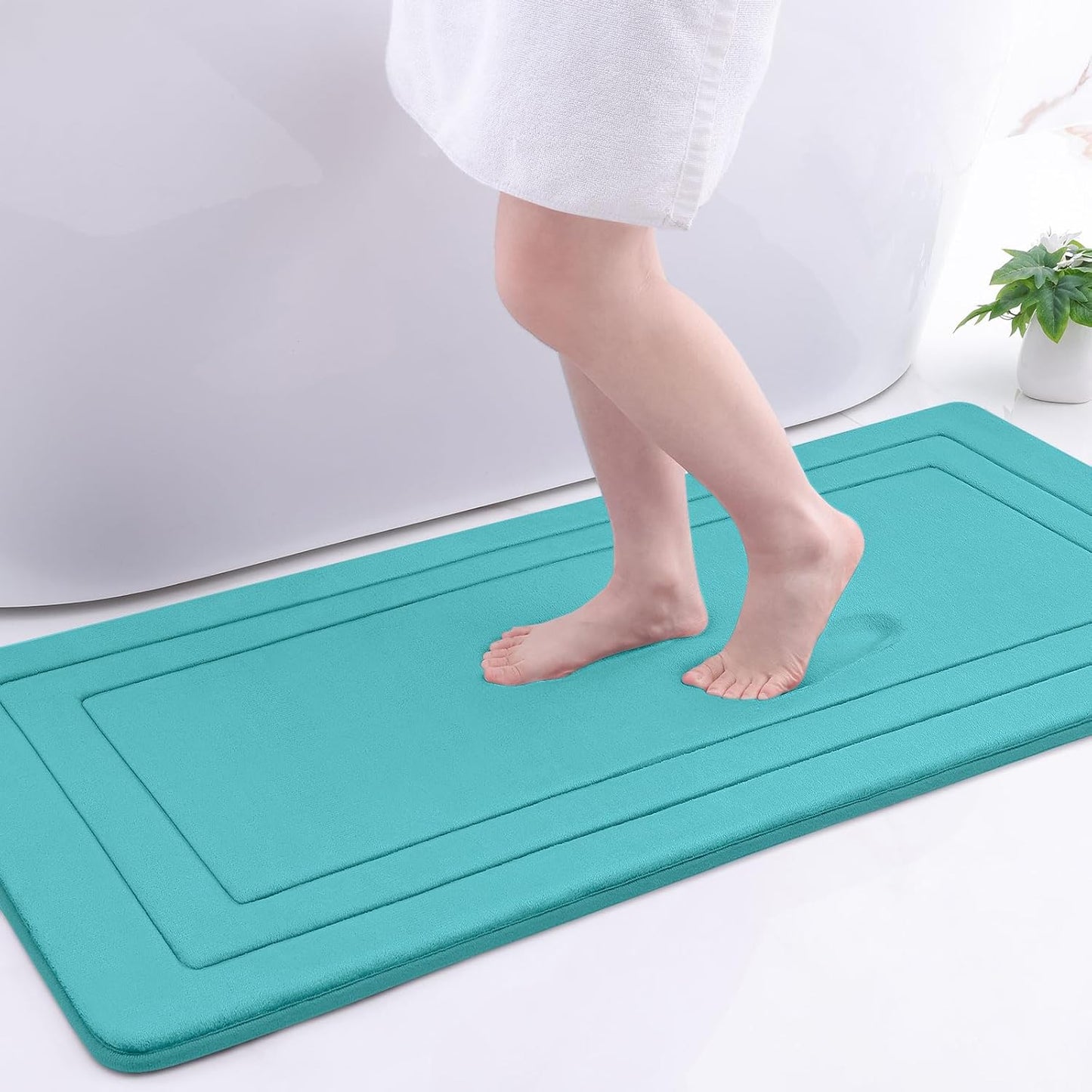 Arotive Memory Foam Bathroom Rug Mat 47x24, Ultra Soft and Absorbent Bath Mat, Machine Wash Dry, Comfortable Bath Rug Carpet for Bathroom Floor, Tub and Shower, Teal