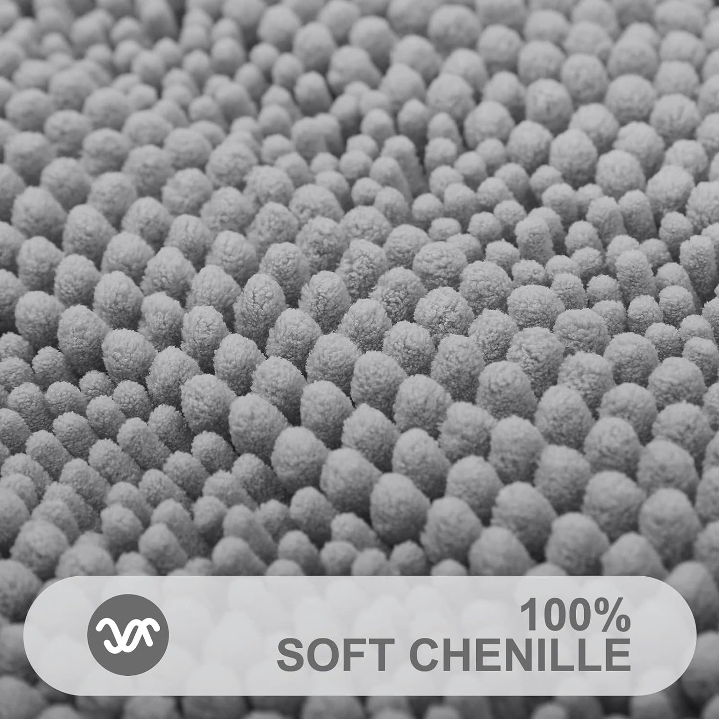 Grandaily Chenille Striped Bathroom Rugs 24x16, Extra Thick and Absorbent Bath Mats, Non-Slip Soft Plush Shaggy Shower Carpet, Machine Wash Dry, Bath Rug for Bathroom, (Small, Dark Gray)