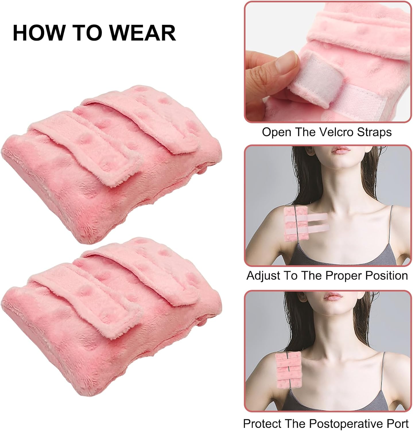 2 Pack Pacemaker Pillow for Bra, Chemo Port Pillow for Chemo Patients, Chemo Port Bra Cushion, Pacemaker Protector, Post Surgery Bra Strap Pads Heart Surgery Recovery Gift (Pink)