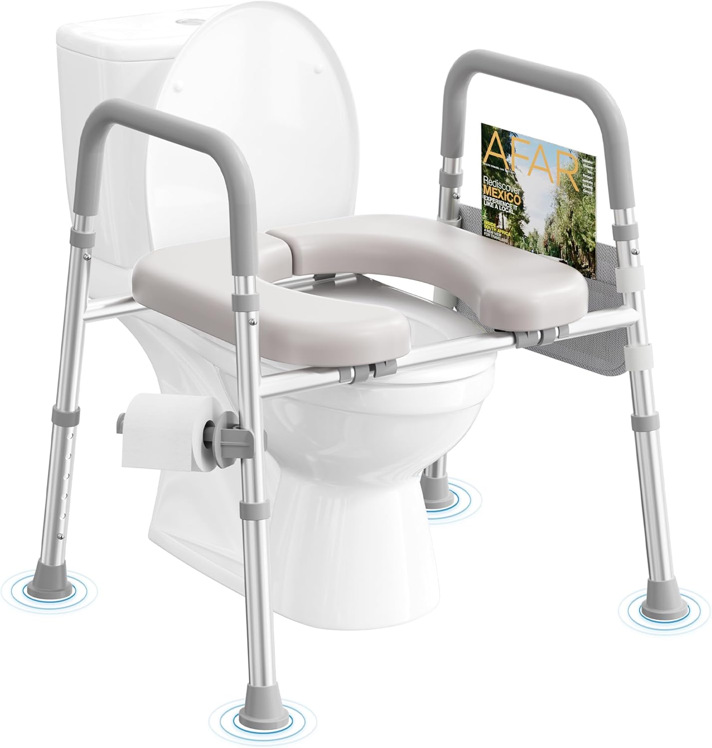 HOMLAND Raised Toilet Seat with Handles, Toilet Seat Riser for Seniors, Adjustable Height & Width, 400lb Elevated Handicap Toilet Seat, Fit Any Toilet, Grey