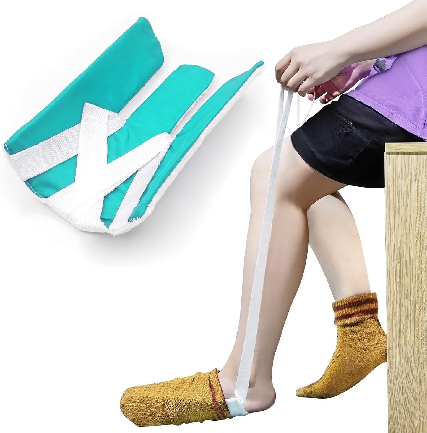 Sock Aid, Sock Helpers to Put on Your Socks for Seniors, Disabled, Pregnancy, Assist Device for Elderly, Tool Aide Puller Easy on and Off with No Bending(Blue)