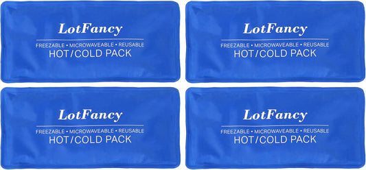 LotFancy Ice Pack for Injuries, 4 Reusable Hot Cold Packs for Therapy, Cooling or Heating Gel Pad for First Aid, Back, Shoulder, Neck, Head, Feet Pain Relief, 10.5 x 5 Inches