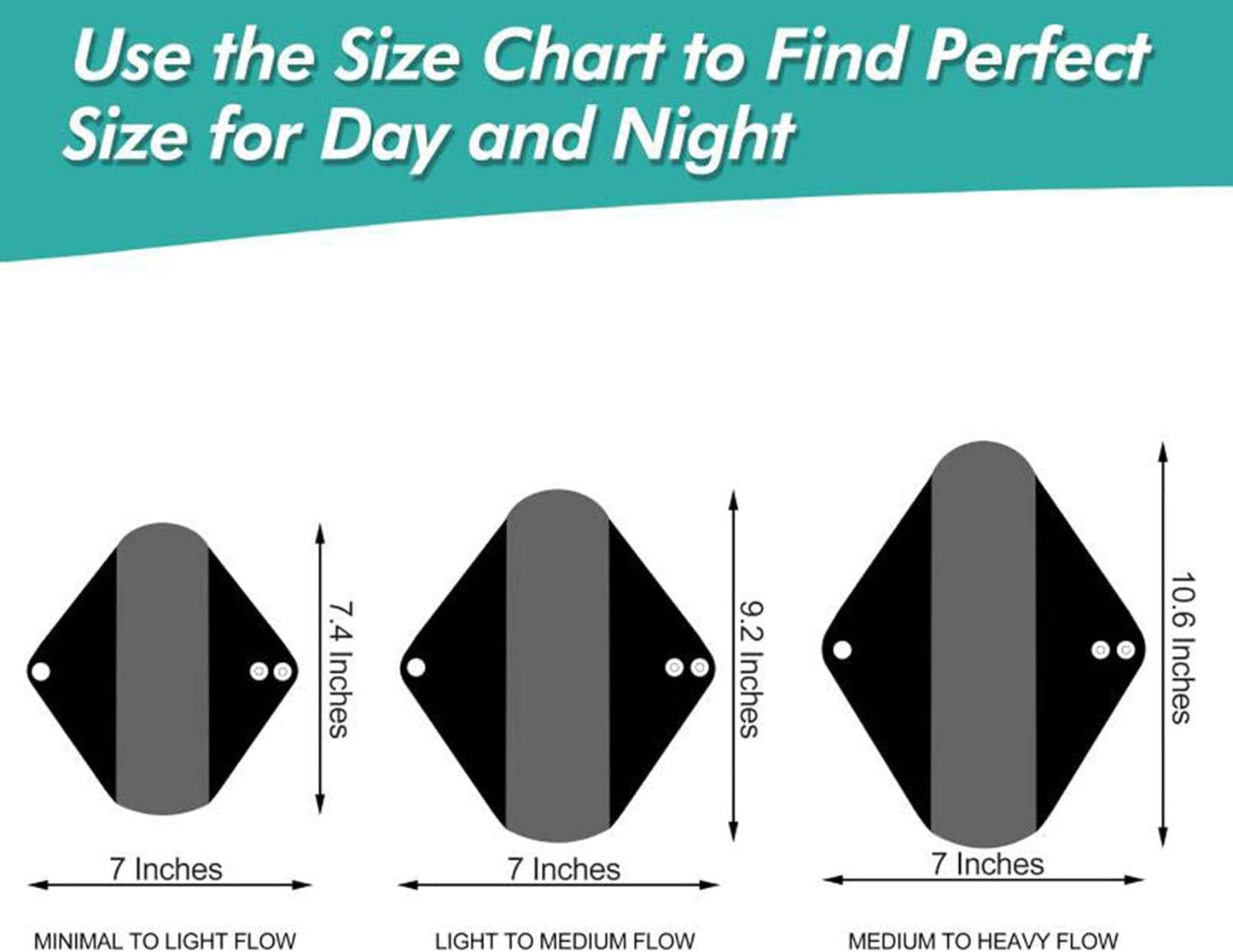 Leekalos Bamboo Menstrual Cloth Pads - Reusable Sanitary Pads for Light Incontinence - Pack of 6, 1 Cloth Mini Wet Bag