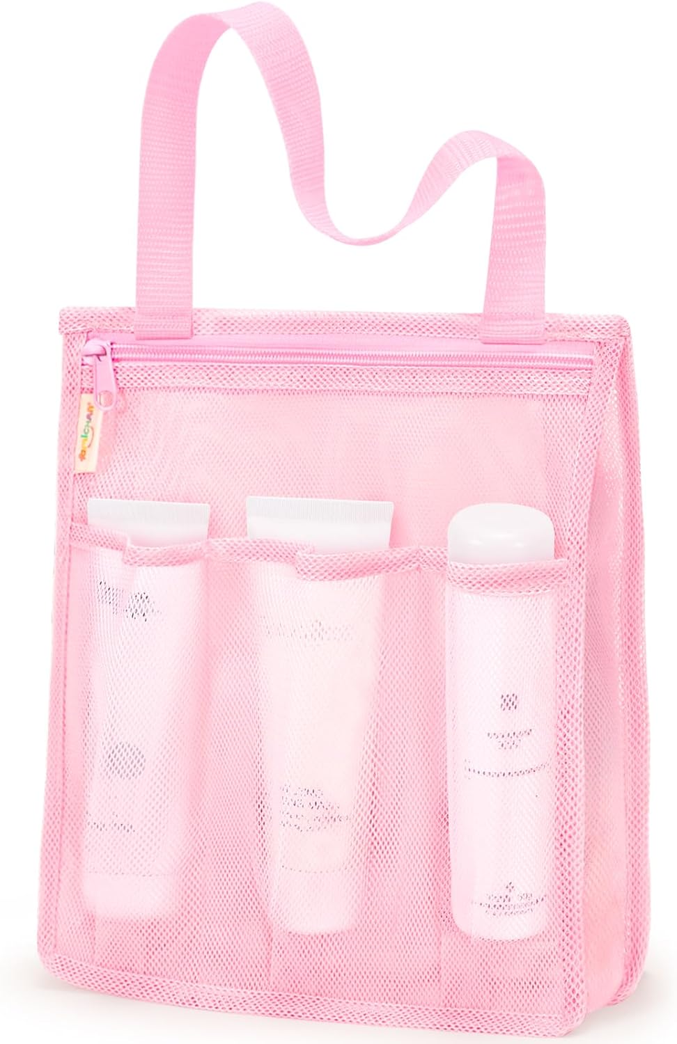 Mesh Shower Caddy Portable, Gym Travel Camp Dorm Room Essentials for Women and College Girl, Pink Bathroom Shower Bag