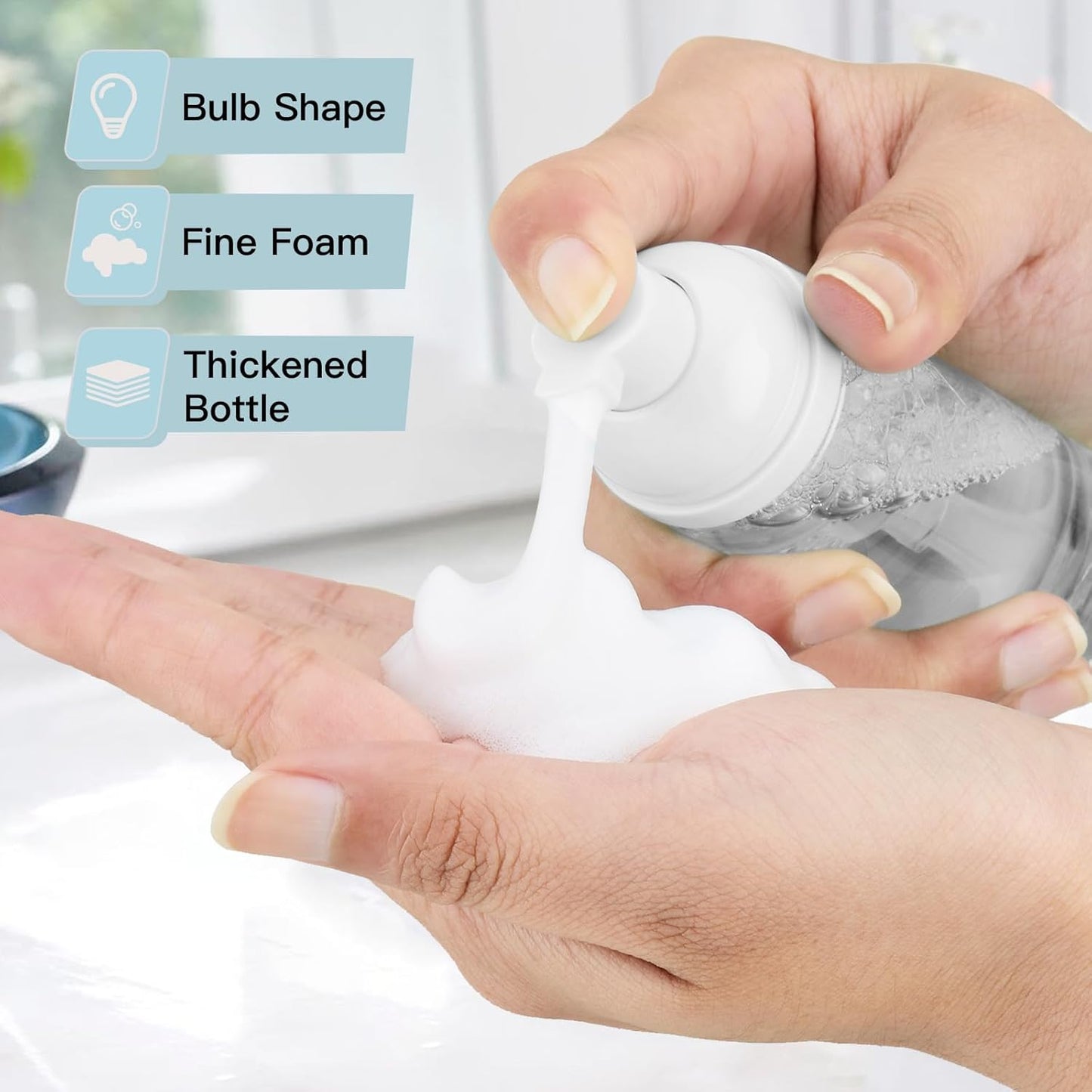 2oz Foam Bottle, Empty Travel Foaming Pump Dispenser for Hand Soap, Lash Cleanser, Shampoo (3PCS, Clear)