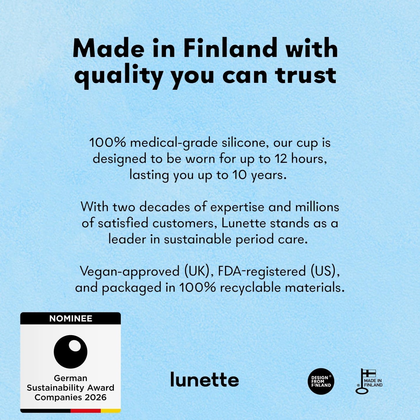 Lunette Menstrual Cup – Best Reusable Period Cup – Wear for 12 Hours and Reuse up to 10 Years, Clear Size 2 for Moderate to Heavy Flow