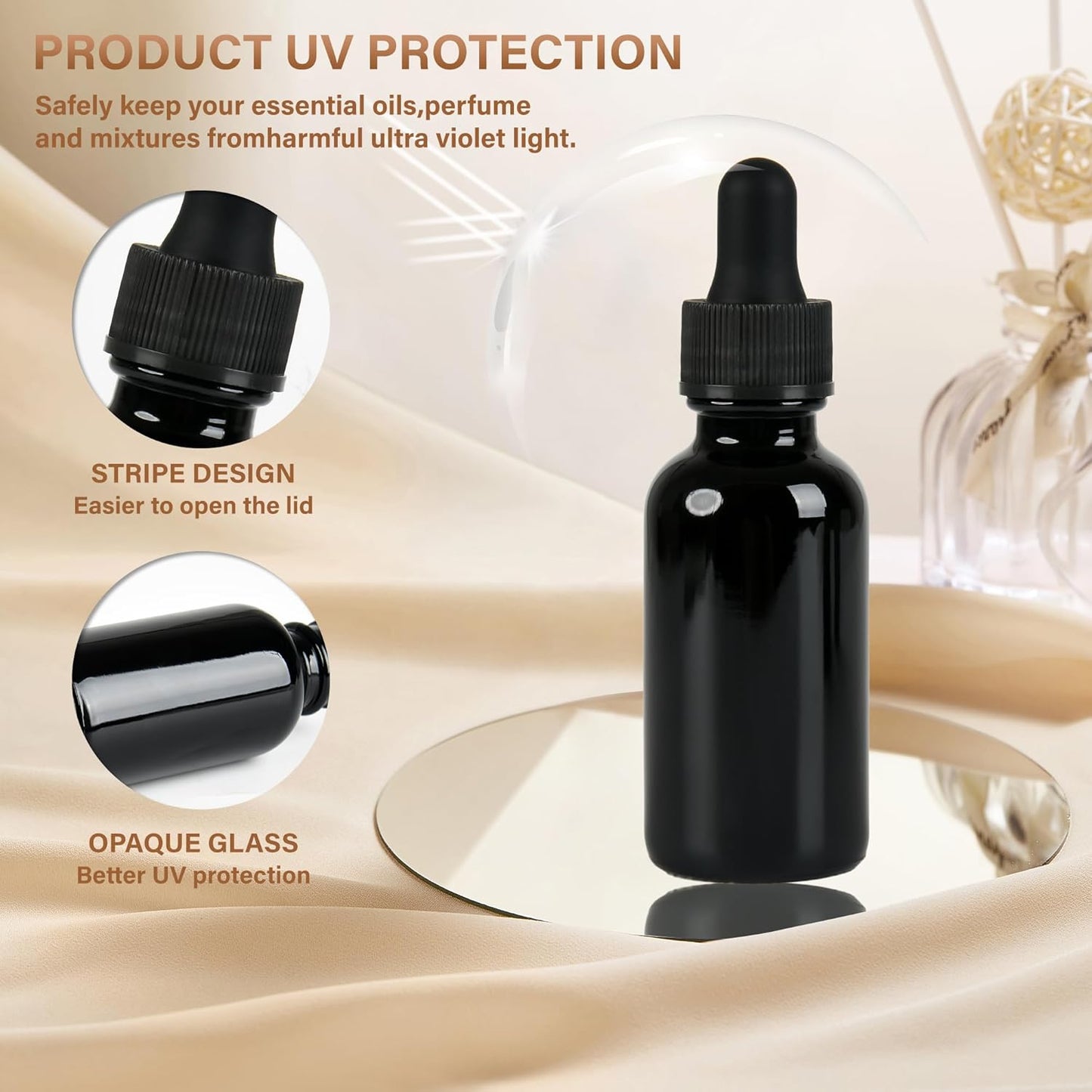 12 Pcs, 1oz Black Glass Eye Dropper Bottle, Tincture Bottles with Leak-Proof Design, Stronger Suction, for All Kinds of Mixed Liquids
