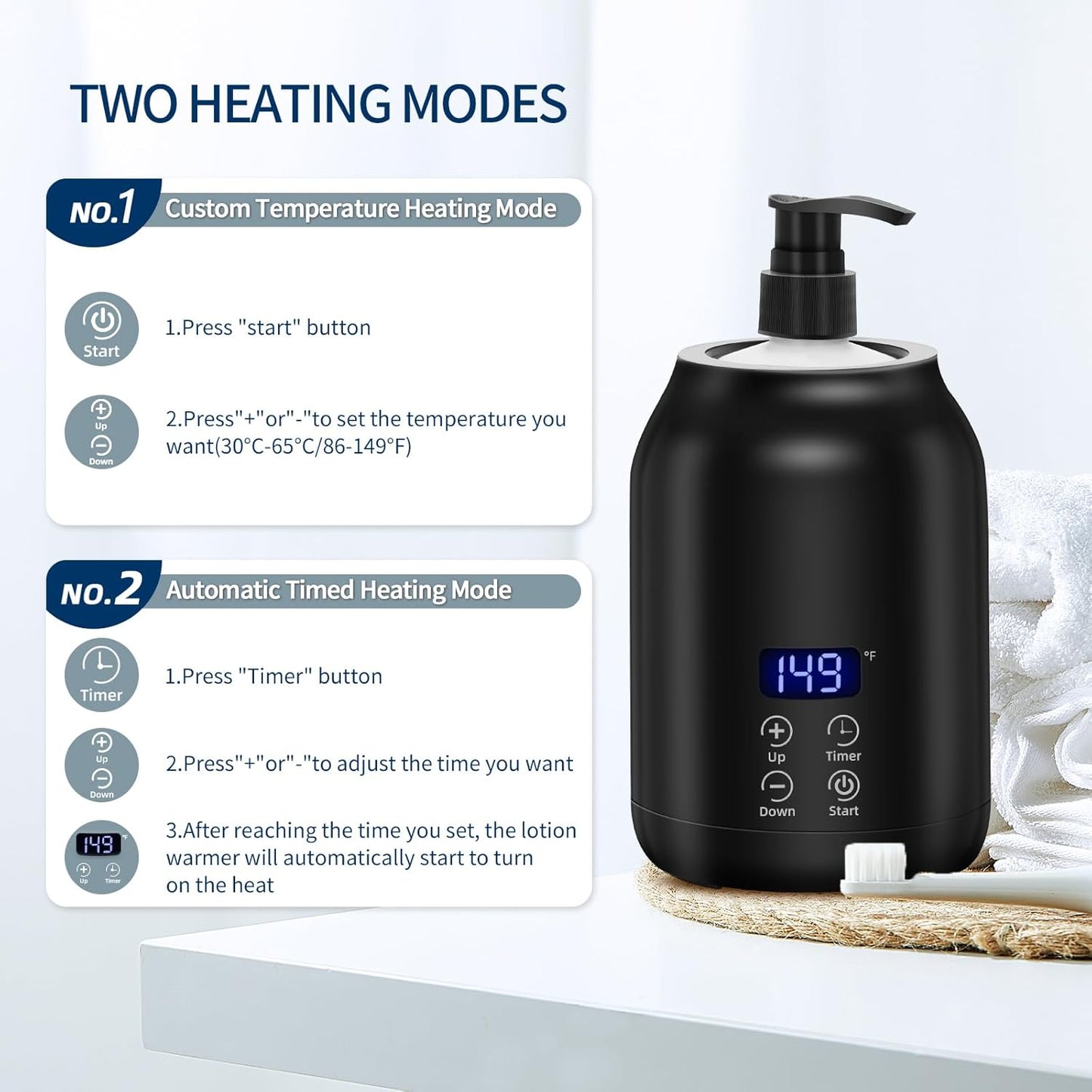 Massage Oil Warmer, Yofuly Electric Massage Oil Digital Heater with Two Oil Bottles, Portable Body Lotion Warmer Cream Heated Dispenser for SPA, Salon and Home Use, Black