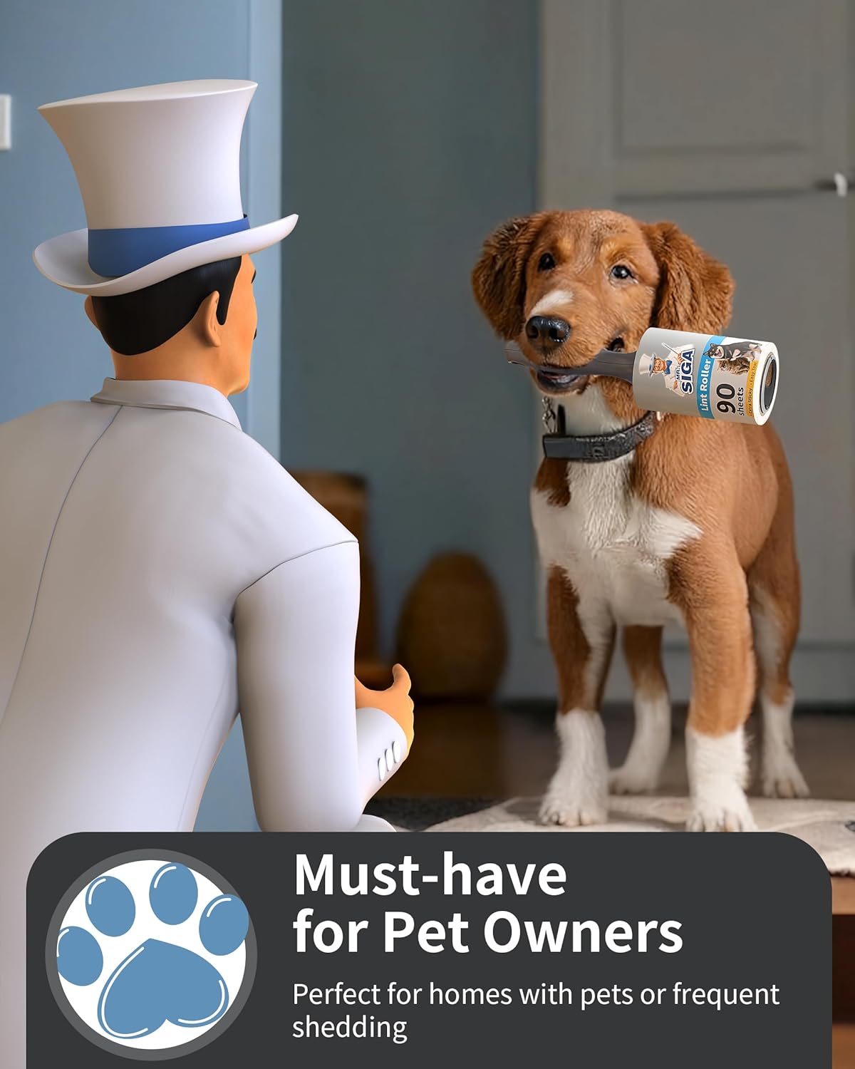 MR.SIGA Lint Rollers for Pet Hair Extra Sticky, 720 Sheets, Lint Remover for Clothing, Furniture, Pet Hair Remover with Easy Tear Sheets