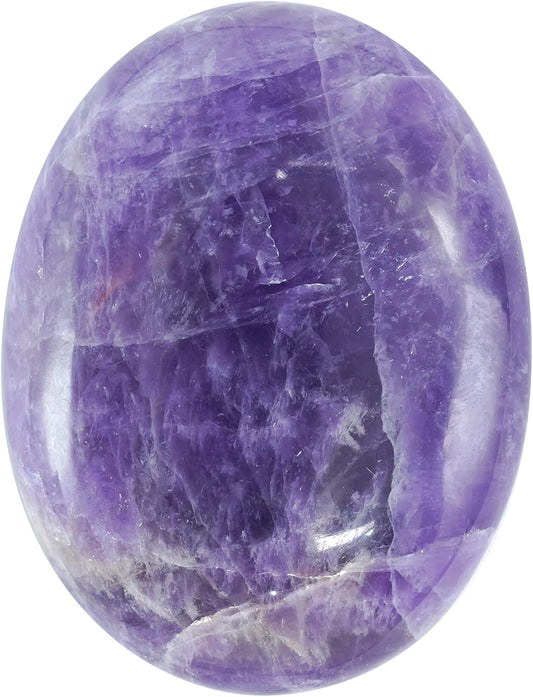 Crocon 50mm Amethyst Large Palm Stone 900+ Carats Pocket Worry Stones for Natural Chakra Balancing Reiki Healing Stones and Crystal Healing Spa Energy Crystals Gifts for Women