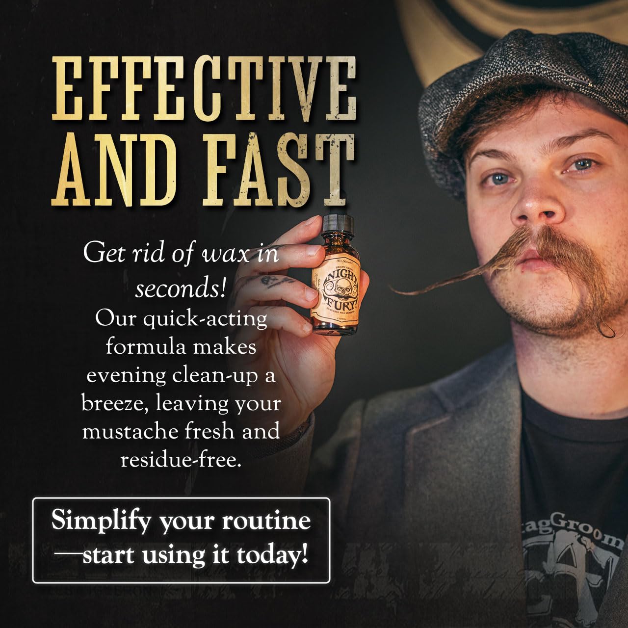 THE VINTAGE GROOMING CO. Mustache Wax Remover Night Fury Oil by Death Grip - Get Wax Out Of Your Handlebar Moustache Or Beard | Mustache Cleaner Kit