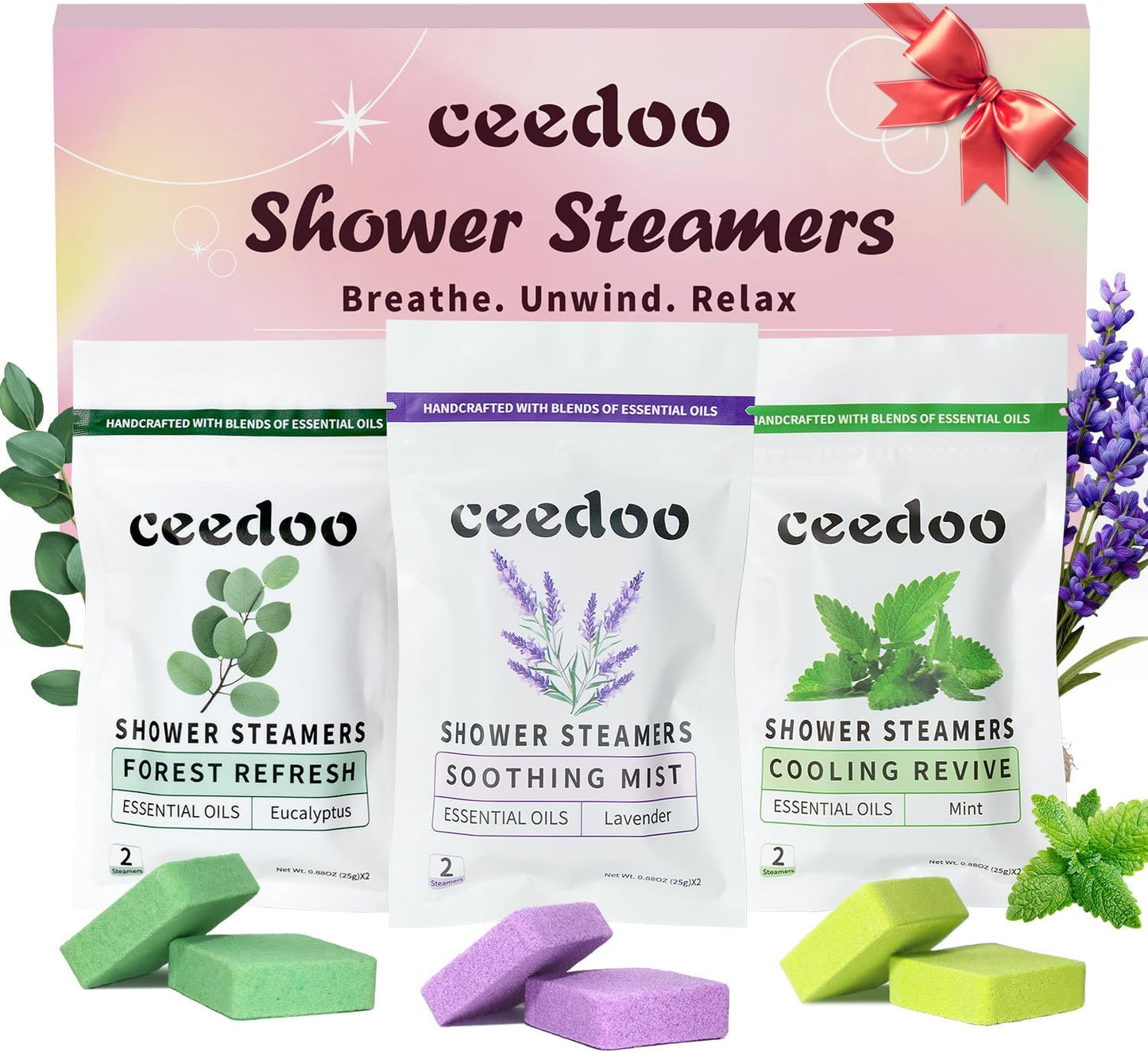 Shower Steamers Aromatherapy 6 Pack Gifts for Women Mom Men, Gifts for Her Stress Relief Home Spa, Birthday Gift Lavender Natural Essential Oil Self Care Relaxation Shower Bombs Teen
