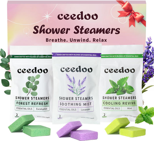 Shower Steamers Aromatherapy 6 Pack Gifts for Women Mom Men, Gifts for Her Stress Relief Home Spa, Birthday Gift Lavender Natural Essential Oil Self Care Relaxation Shower Bombs Teen