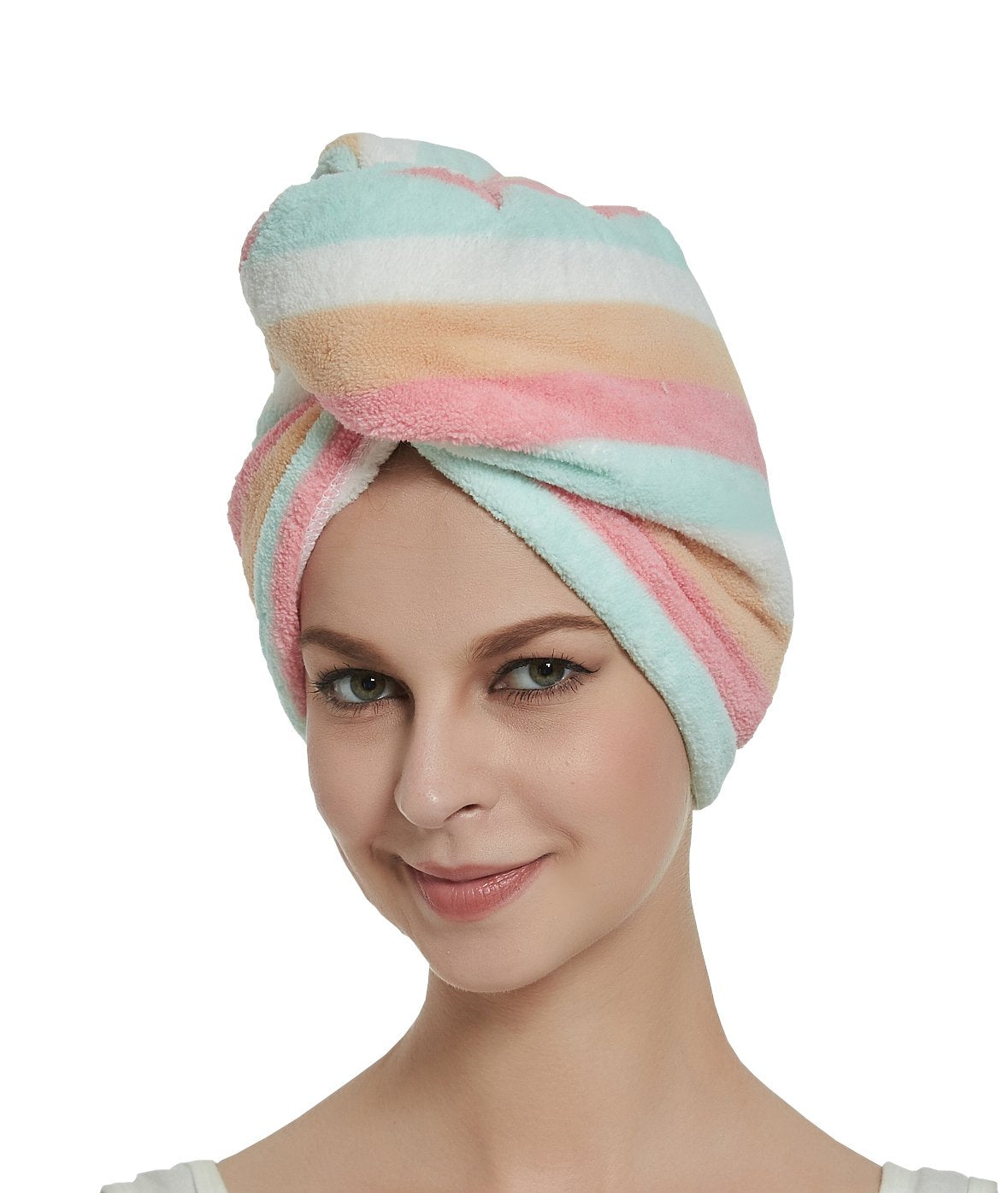 HOPESHINE Women's Soft Shower Hair Towel Twist Hair Turban Wrap Drying Cap Great Gift for Women (Rainbow 3-Pack)