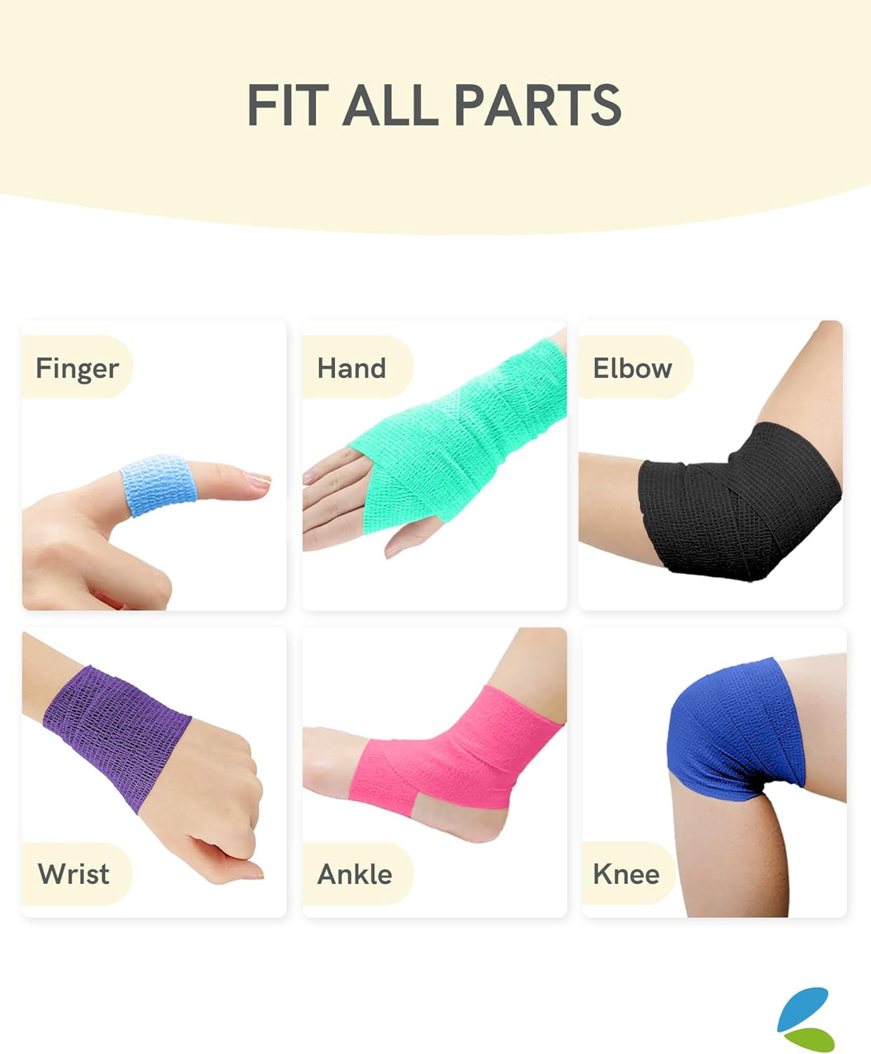 FriCARE Self Adhesive Bandage Wrap, Medical Tape in First Aid Kit, Cohesive Bandages for Wounds Sport Vet, 2 Inches X 5 Yards 16 Rolls, Vivid