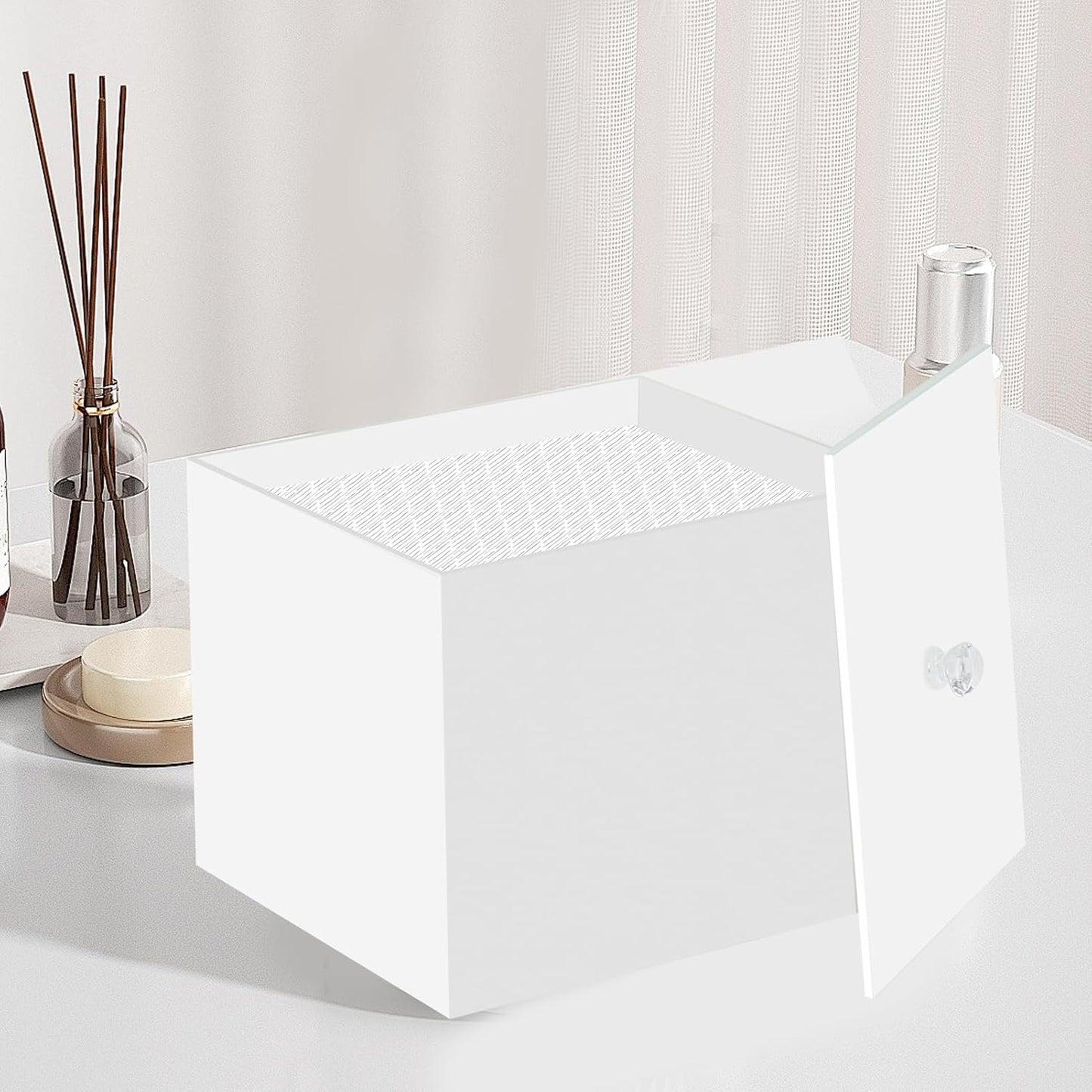 Face Towel Box, Acrylic Facial Disposable Towelettes Holder Container for XL Face Towels and Protects from Dust, White