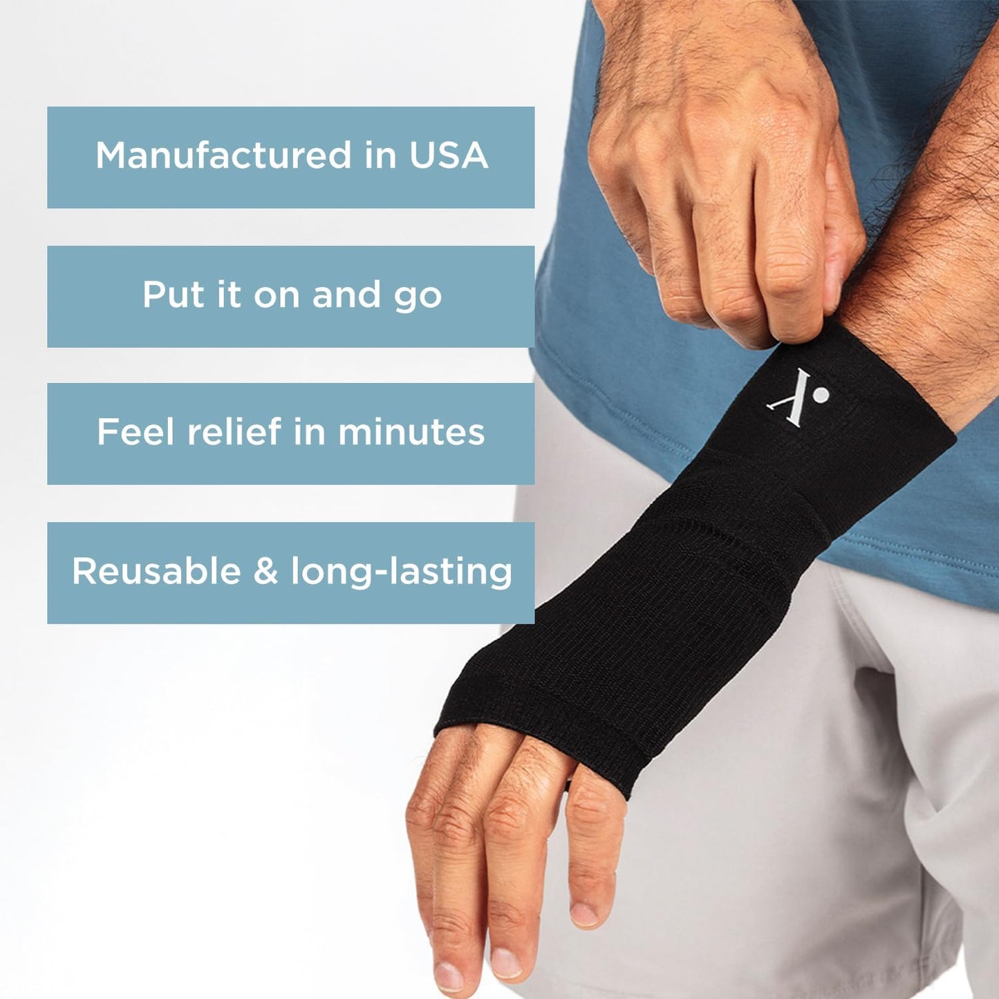 Medicine-Infused Pain Relieving Wrist Compression Sleeve for Men and Women with Hand and Wrist Pain, Arthritis, Tendonitis, and Carpal Tunnel