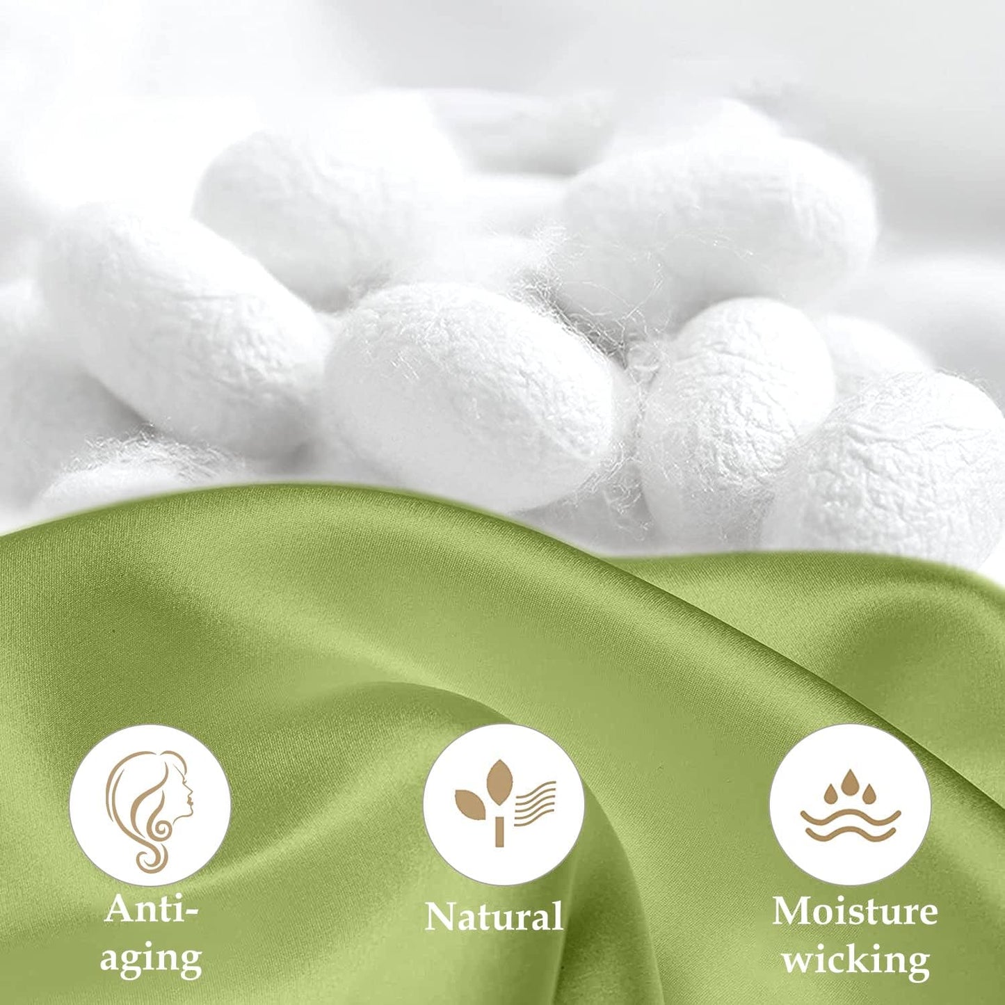 INSSL Silk Pillowcase for Women, Mulberry Silk Pillowcase for Hair and Skin and Stay Comfortable and Breathable During Sleep(Tea Green,Queen)