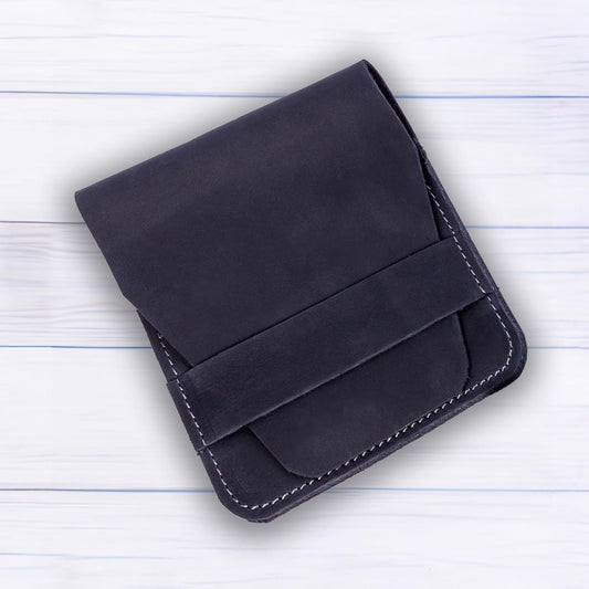 Leather Manicure Set Case Grooming Kit Organizer (Dark Blue)