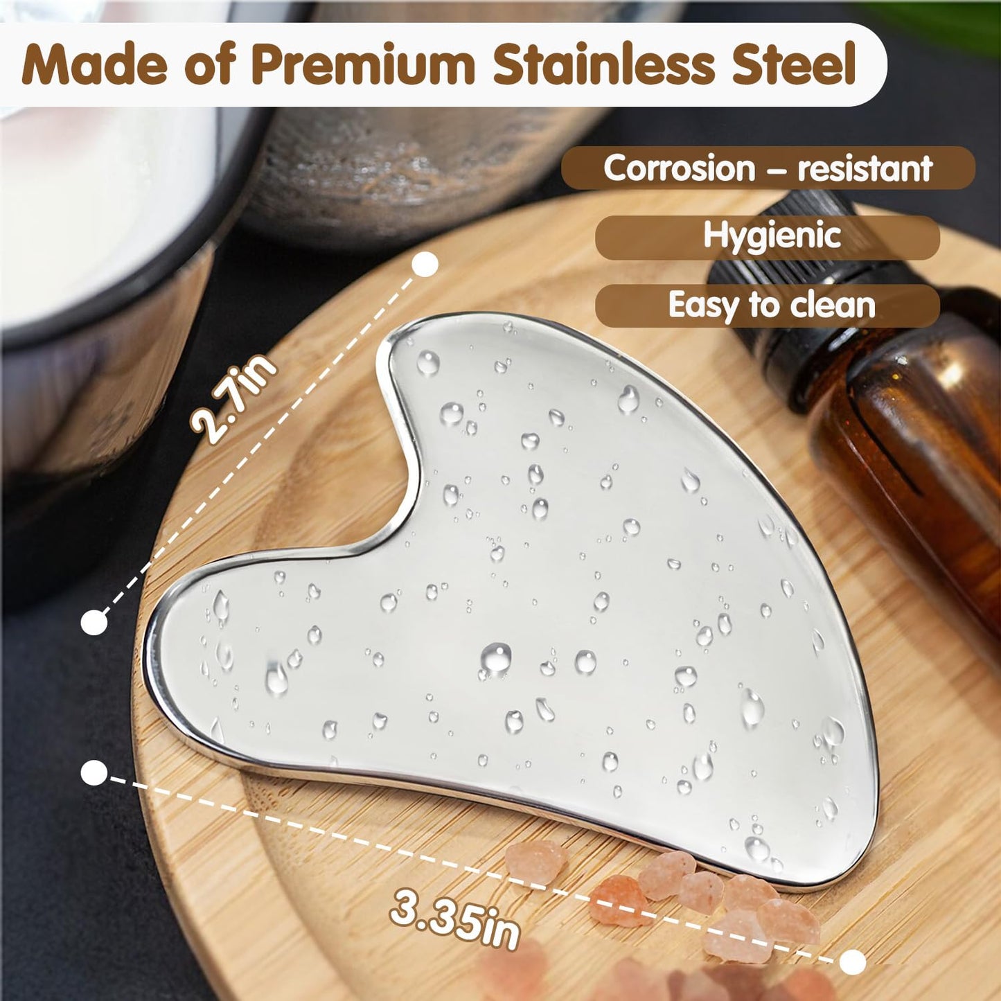 Flagest Stainless Steel Gua Sha Facial Tools - Face Massage Tools - Smooth Sturdy Metal Guasha Tool for Face Body Reduce Puffiness - Massage Scraper Heart Shape (Silver)