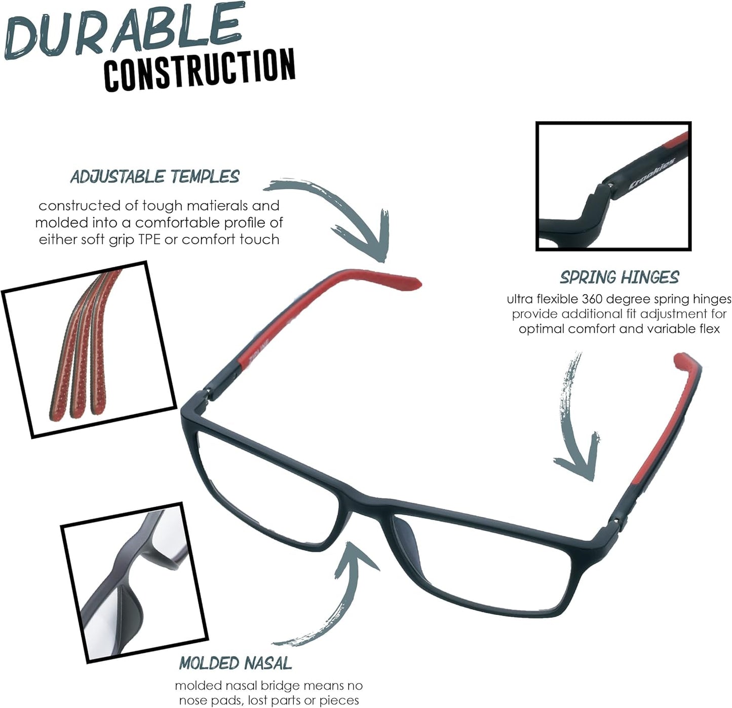 Croakies Odyssey Photochromic Progressive Eyewear | UV400 Sunglass for Outdoor | Bluelight Eyeglass for HEV Devices | Bundle