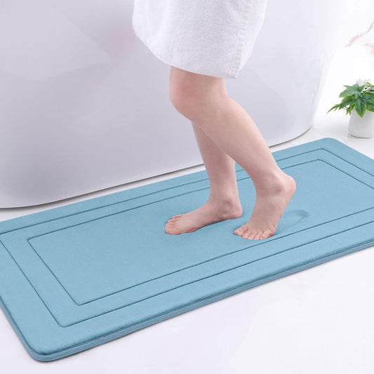 Arotive Memory Foam Bathroom Rug Mat 47x20, Ultra Soft and Absorbent Bath Mat, Machine Wash Dry, Comfortable Bath Rug Carpet for Bathroom Floor, Tub and Shower, Blue