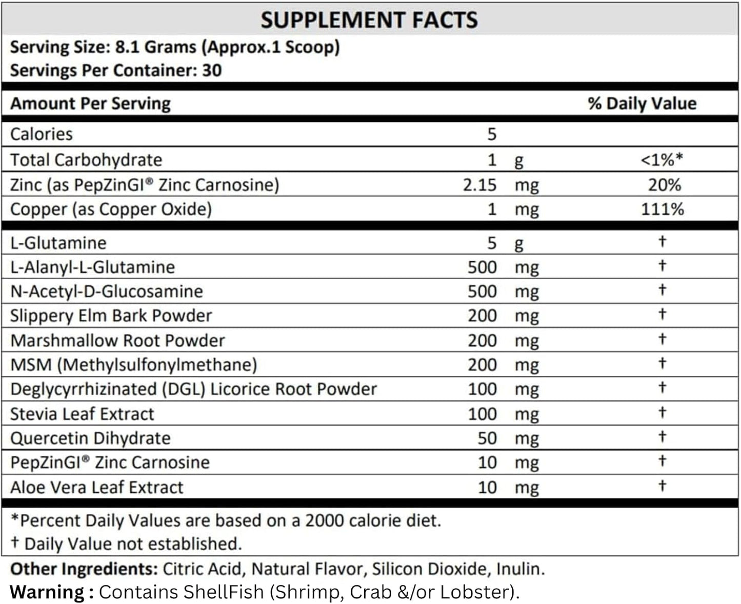 TERRA ORIGIN Healthy Gut Peach Banana | 30-Servings with L-Glutamine, Zinc, Glucosamine, Slippery Elm Bark, Marshmallow Root and More!