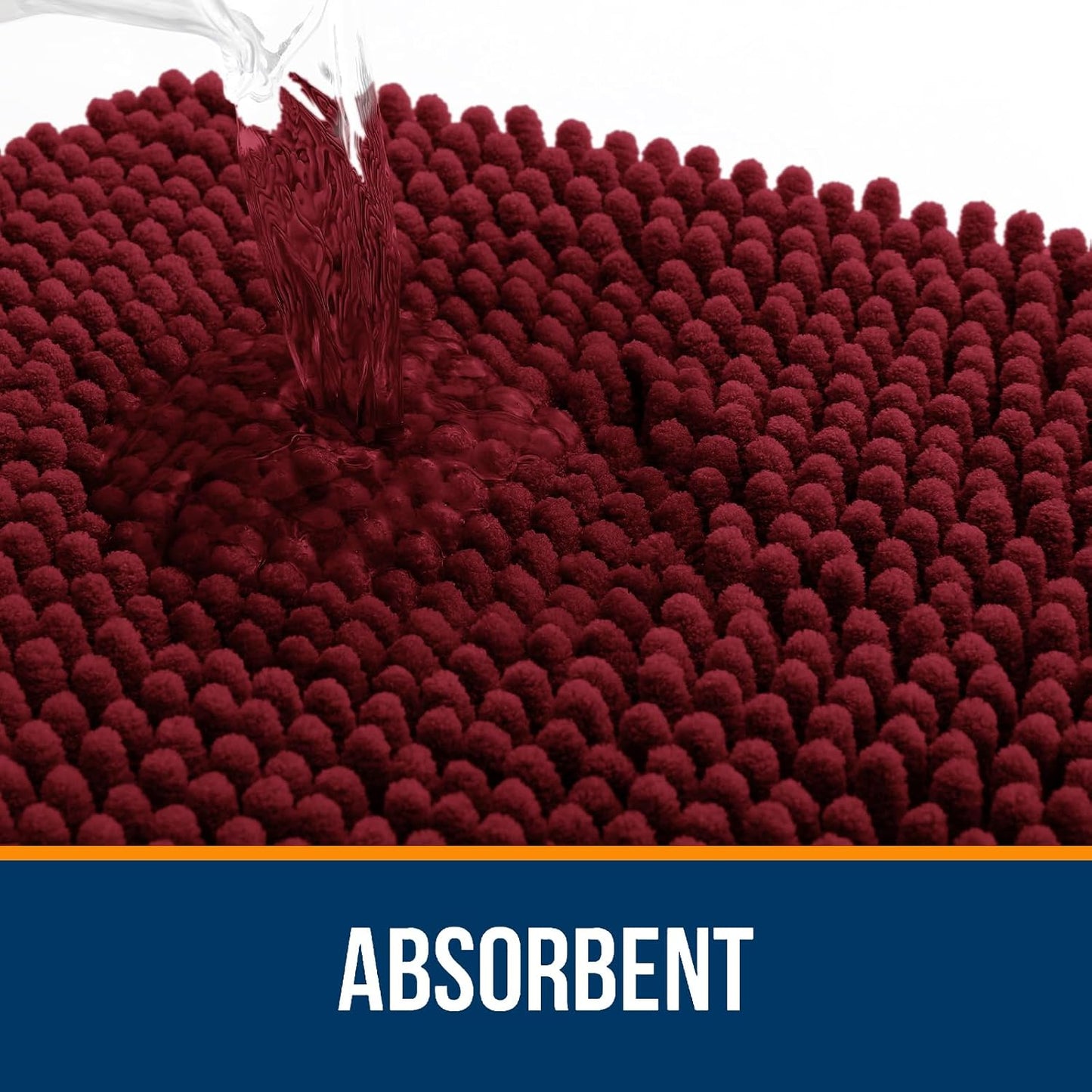 OLANLY Toilet Rugs U-Shaped 24x20, Extra Soft Absorbent Chenille Contour Bathroom Rugs for Toilet, Dry Quickly, Machine Washable, Non-Slip Bath Mat, Burgundy