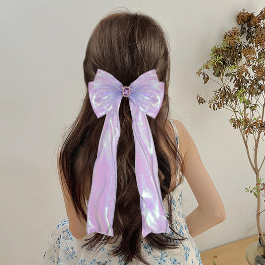Elegant Hair Bow Set Sweet Styles with Crystal and Pearl Accents Fashion Hair Clips for Girls (White/Pink/Lavender)